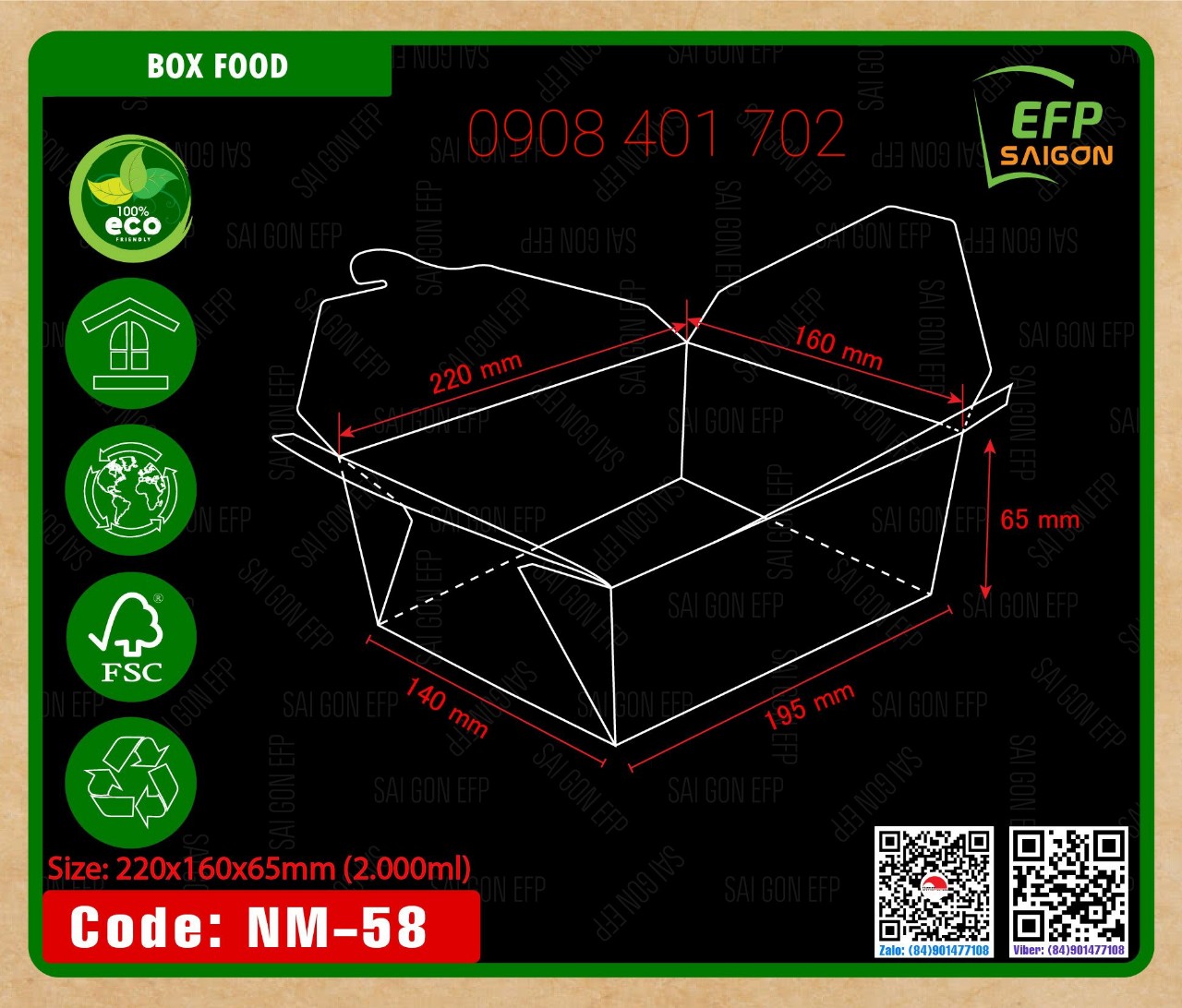 HỘP GIẤY KRAFT ĐỰNG THỰC PHẨM